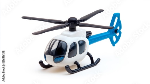 Small toy helicopter isolated on white background. Generative AI