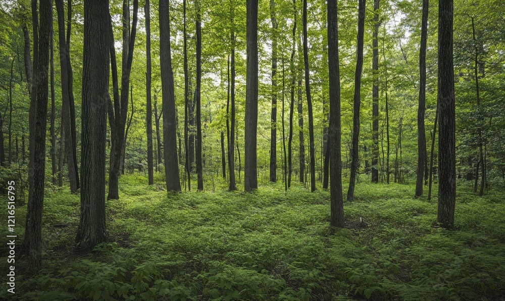 forest scene with green vegetation forest scene with green vegetation