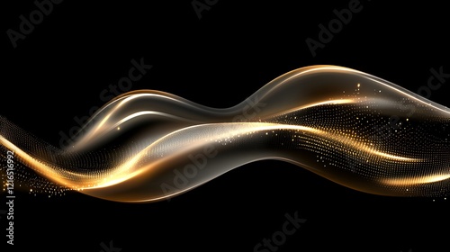 Abstract Golden Wave Digital Art Design photo