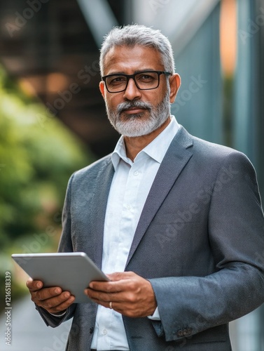 Obraz na płótnie Business Professional Standing with Tablet w salonie