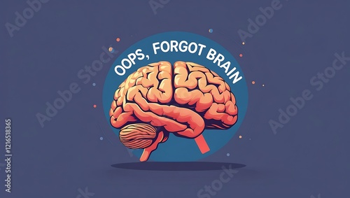 Oops Forgot Brain A Humorous Illustration Of The Human Brain