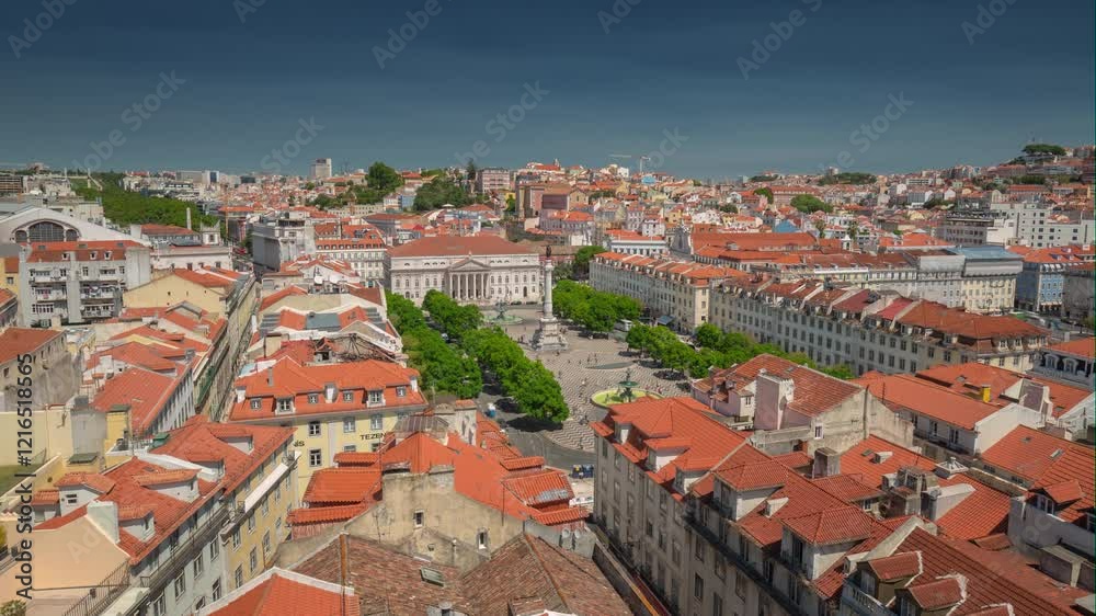LISBON, PORTUGAL - JANUARY 19, 2025: Aerial view of colorful buildings and rooftops in historic district of Lisbon LISBON, PORTUGAL - JANUARY 19, 2025: Aerial view of colorful buildings and rooftops in historic district of Lisbon