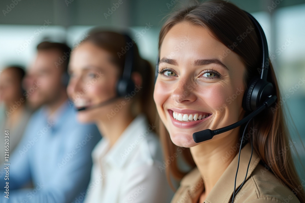 Face of Young Charming and Confident Woman Wearing Headset with a Focused and Professional Expression, Generative AI Face of Young Charming and Confident Woman Wearing Headset with a Focused and Professional Expression, Generative AI