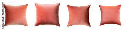 Vibrant red and orange throw pillows arranged on a cozy sofa in a modern minimalist living room interior  The colorful cushions add a touch of luxury and style to the contemporary home decor