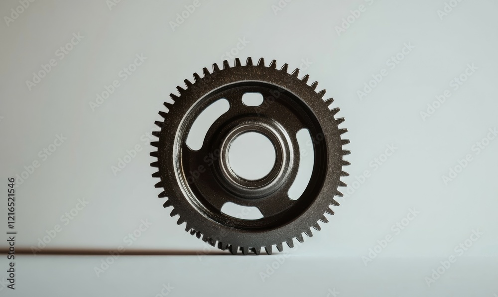 Minimalist shot of a single gear on a clean background, highlighting the simplicity and essential role of each component in industrial engineering mechanics Minimalist shot of a single gear on a clean background, highlighting the simplicity and essential role of each component in industrial engineering mechanics