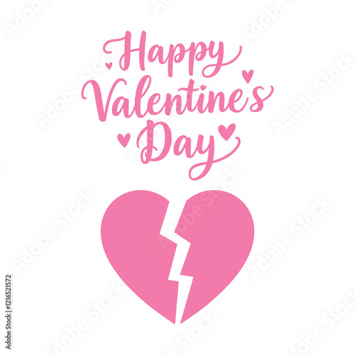 broken pink heart icon for love and heartbreak themes