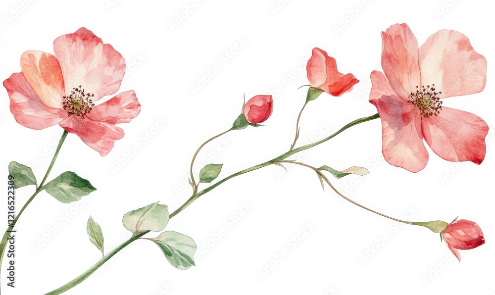 Delicate rose flower clipart with thin red petals and green stem, summer, blossoms, garden flowers Delicate rose flower clipart with thin red petals and green stem, summer, blossoms, garden flowers