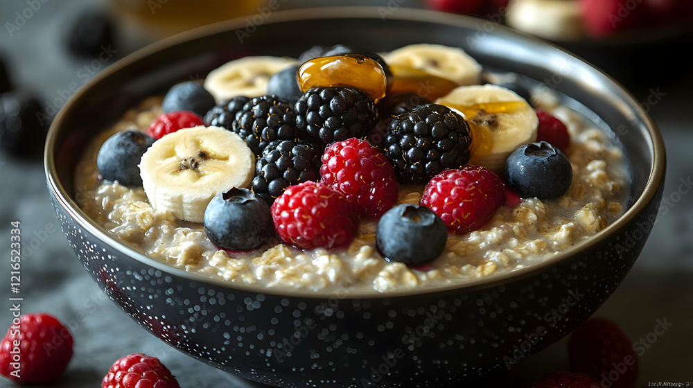 Delicious and Healthy Oatmeal with Berries and Banana for a Nutritious Breakfast Delicious and Healthy Oatmeal with Berries and Banana for a Nutritious Breakfast