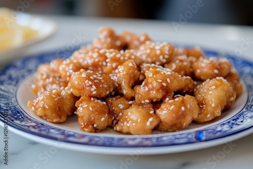 Sesame Chicken Dish Restaurant Table Background photo