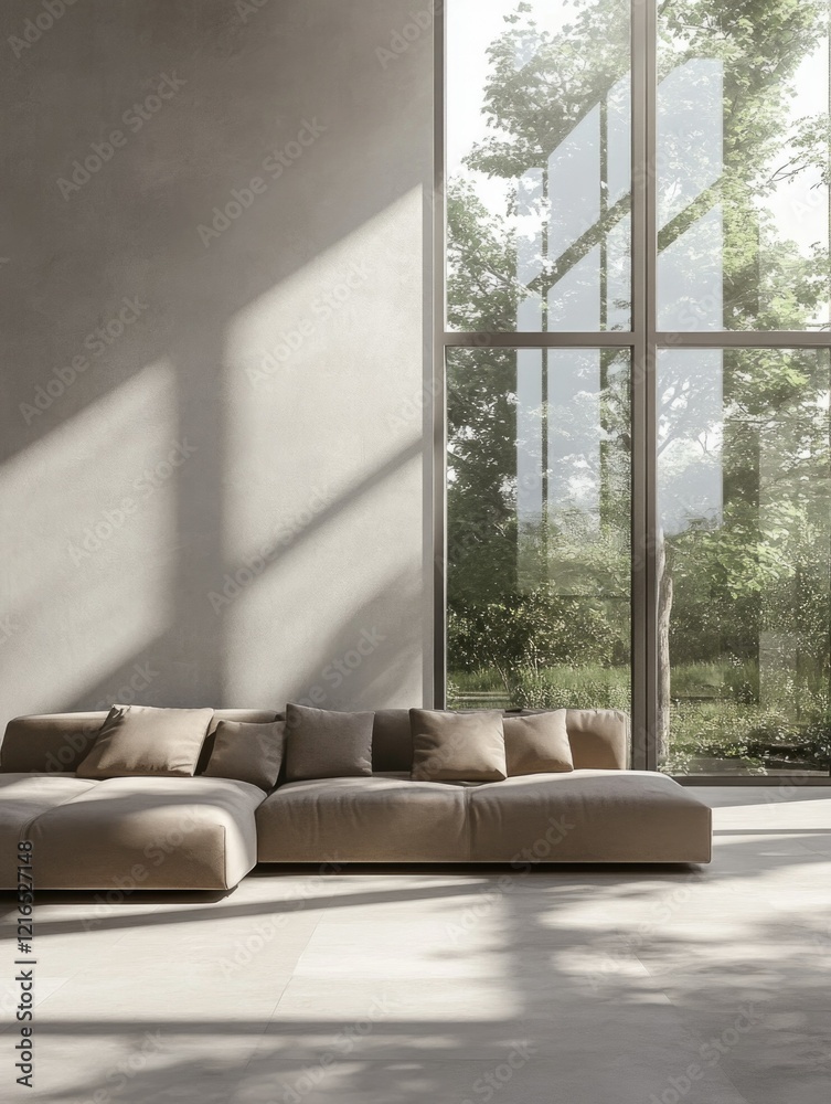 Fototapeta premium Modern Living Room with Large Windows