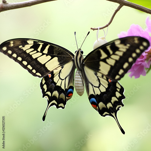 butterfly imago swallowtail metamorphosis larvae lifecycle transition pupa chrysalis egg nature development renewal insect photo