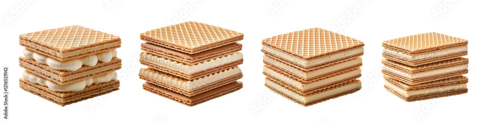 Delicious stacked wafers with creamy filling, perfect for snacking or dessert recipes. Delicious stacked wafers with creamy filling, perfect for snacking or dessert recipes.