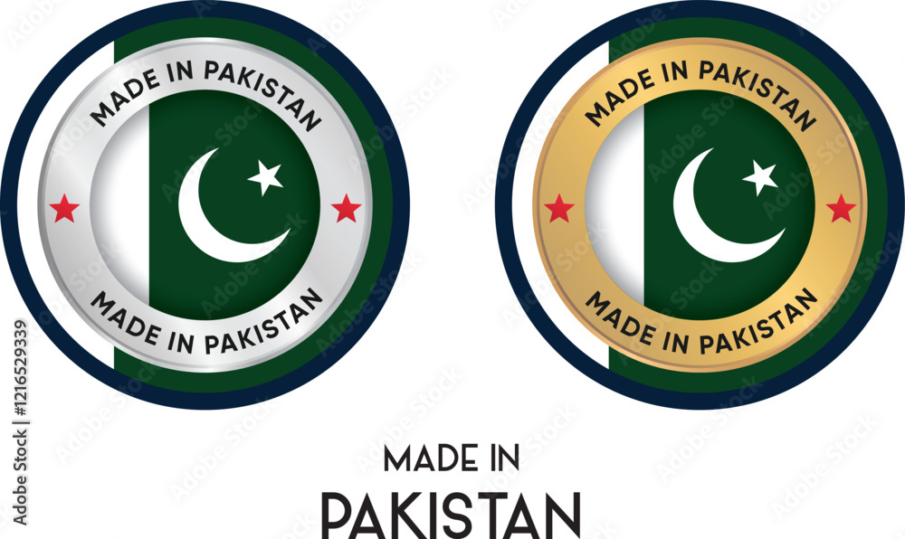 Made in Pakistan. Premium labels, stickers, pointer, badge and symbol of Pakistan flag icon. Collection vector illustration