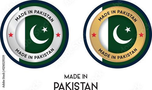 Made in Pakistan. Premium labels, stickers, pointer, badge and symbol of Pakistan flag icon. Collection vector illustration