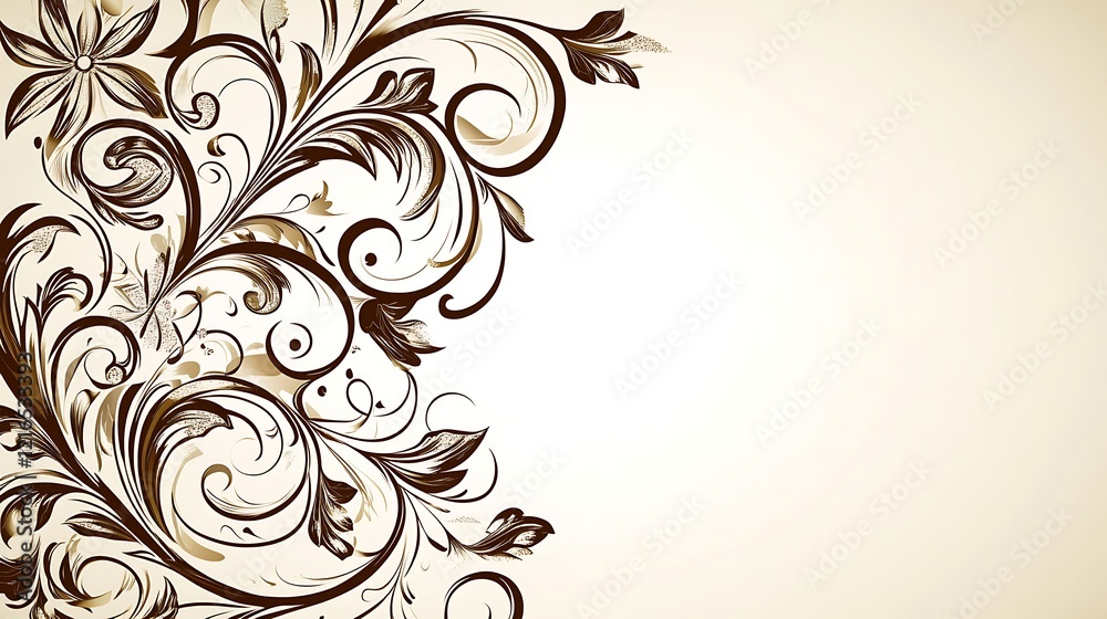 Elegant Brown Floral Design With Swirls and Flowers Elegant Brown Floral Design With Swirls and Flowers