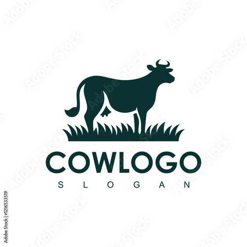 Cow Logo. Cow farm product logo design vector. Vintage Cattle Angus Beef logo