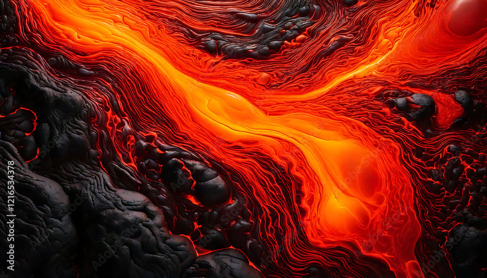 Stunning close-up of molten lava flowing, showcasing its intense orange and red hues against dark, textured volcanic rock. Perfect for designs emphasizing power, energy, or the raw beauty of nature. Stunning close-up of molten lava flowing, showcasing its intense orange and red hues against dark, textured volcanic rock. Perfect for designs emphasizing power, energy, or the raw beauty of nature.