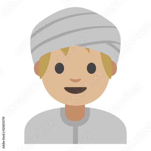 Person Wearing Traditional Turban Cartoon Illustration, Isolated on White Background, Clipart
