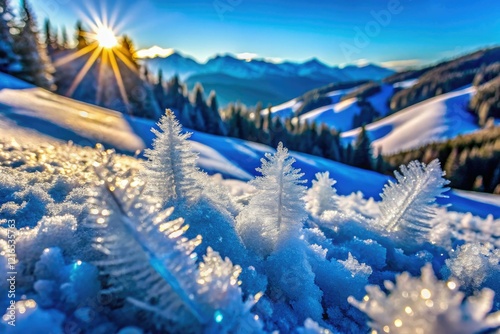 Macro photography captures Schweitzer's Selkirk Range snow crystals, showcasing Idaho's winter wonderland ice textures. photo