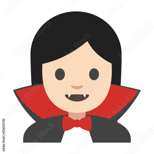 Vampire Character Clipart Illustration | Simple Halloween Vampire with Red Cape and Fangs Isolated on White Background