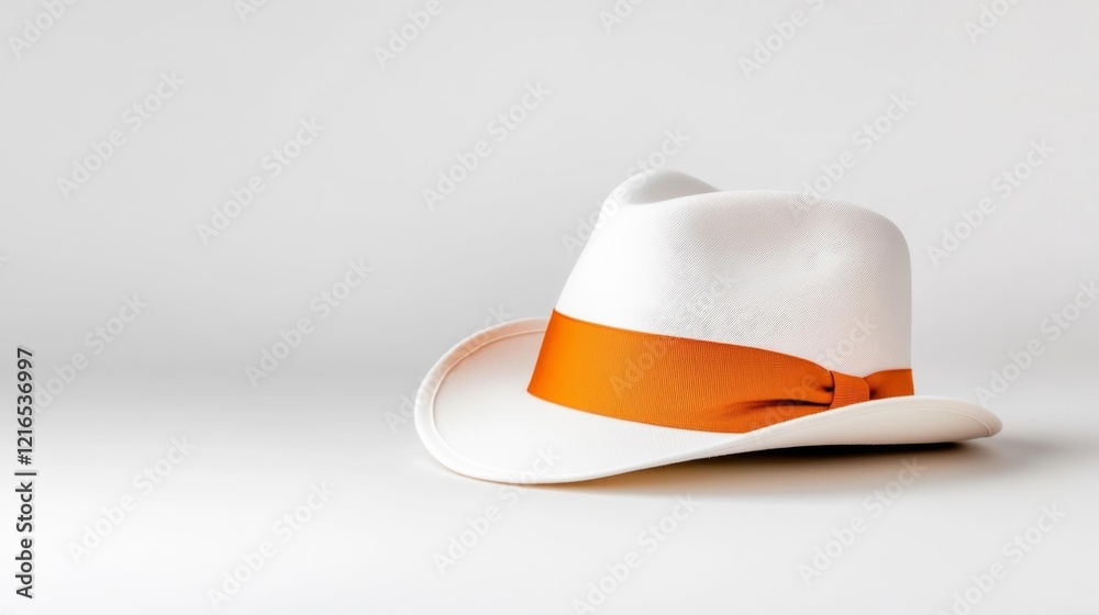 Fototapeta premium White fedora hat mockup isolated on white background. Generative AI