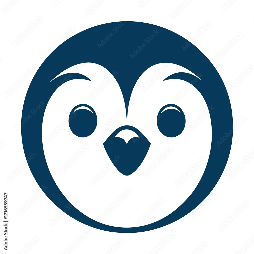 Minimalist Cute Penguin Face Vector Logo. Minimalist Cute Penguin Face Vector Logo.