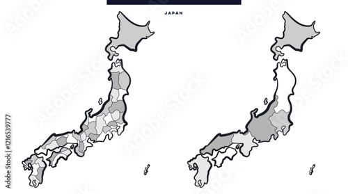 Carte des régions et préfectures du Japon - Asie