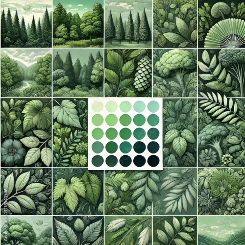 Monochromatic Green Various shades and tints of green