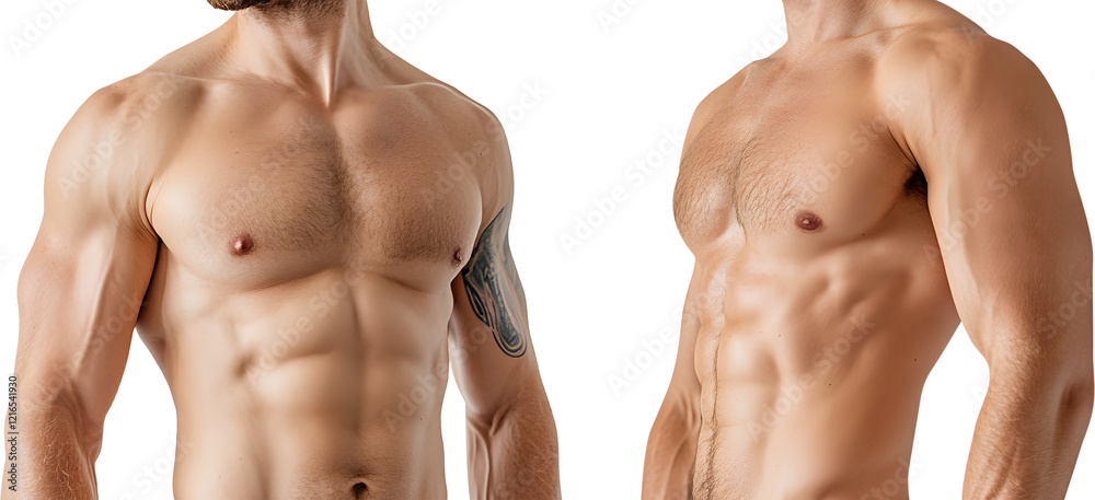 Fototapeta premium Muscular bodybuilder guy posing confidently.