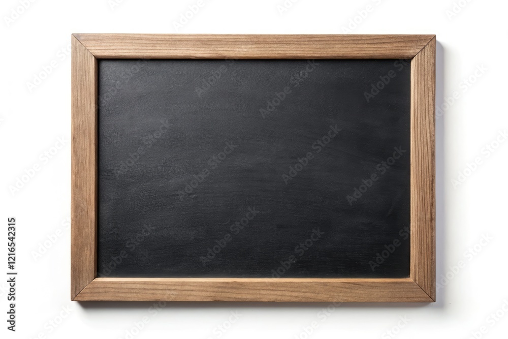 Rustic dark wood frame encloses a clean, empty black chalkboard, perfect for education or rustic décor. Rustic dark wood frame encloses a clean, empty black chalkboard, perfect for education or rustic décor.