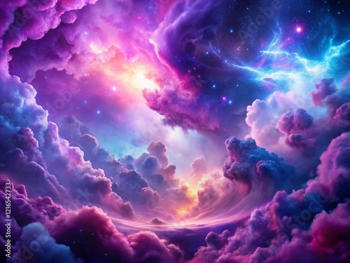 Abstract Purple and Pink Clouds Background. A Journey Through Celestial Clouds