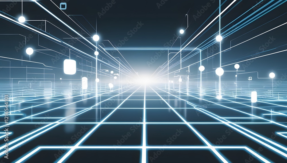 A futuristic abstract background design of a glowing digital grid A futuristic abstract background design of a glowing digital grid