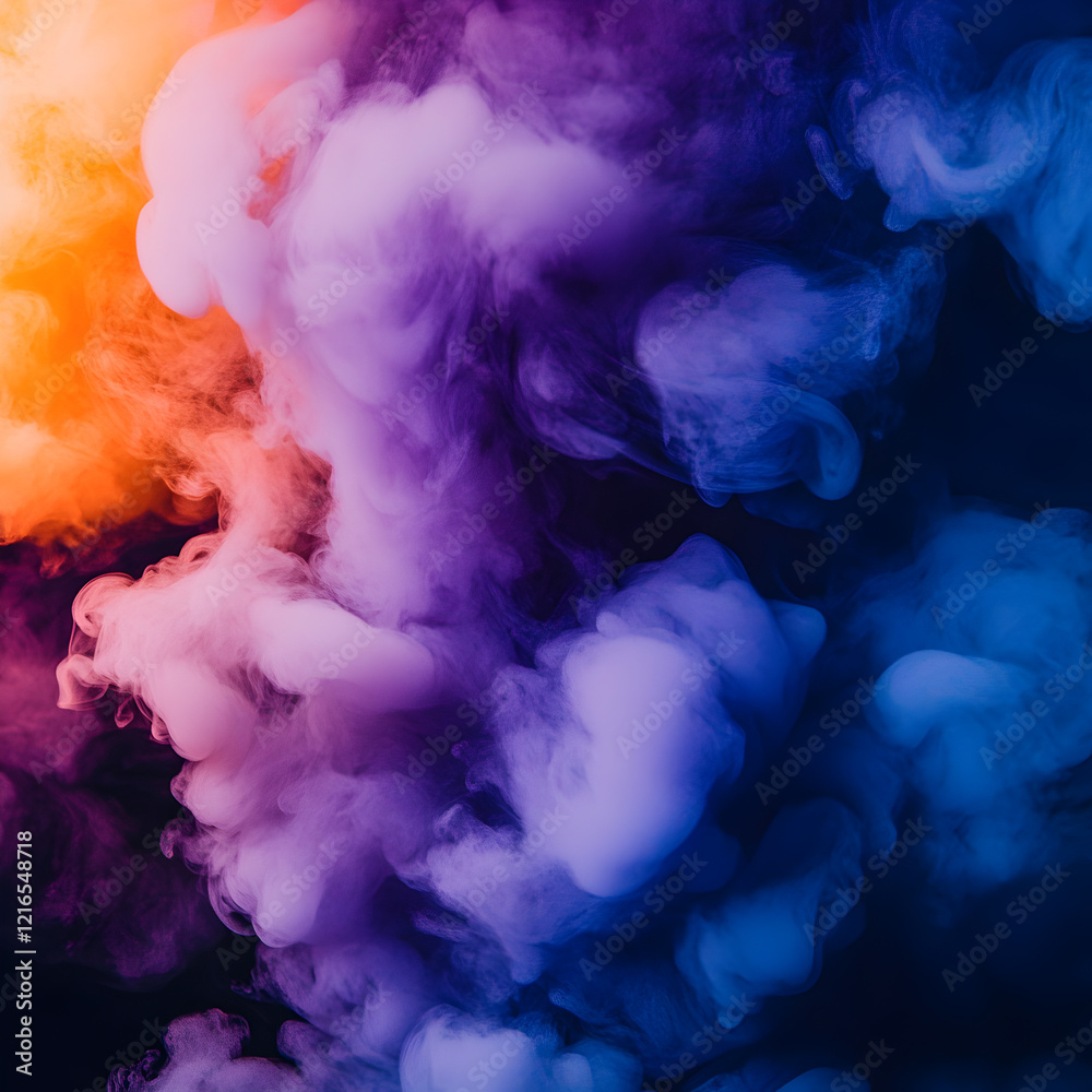 Abstract Color Smoke: Swirling clouds of vibrant purple, blue, and orange smoke create a mesmerizing abstract artwork, full of dynamic energy and captivating textures. Abstract Color Smoke: Swirling clouds of vibrant purple, blue, and orange smoke create a mesmerizing abstract artwork, full of dynamic energy and captivating textures.