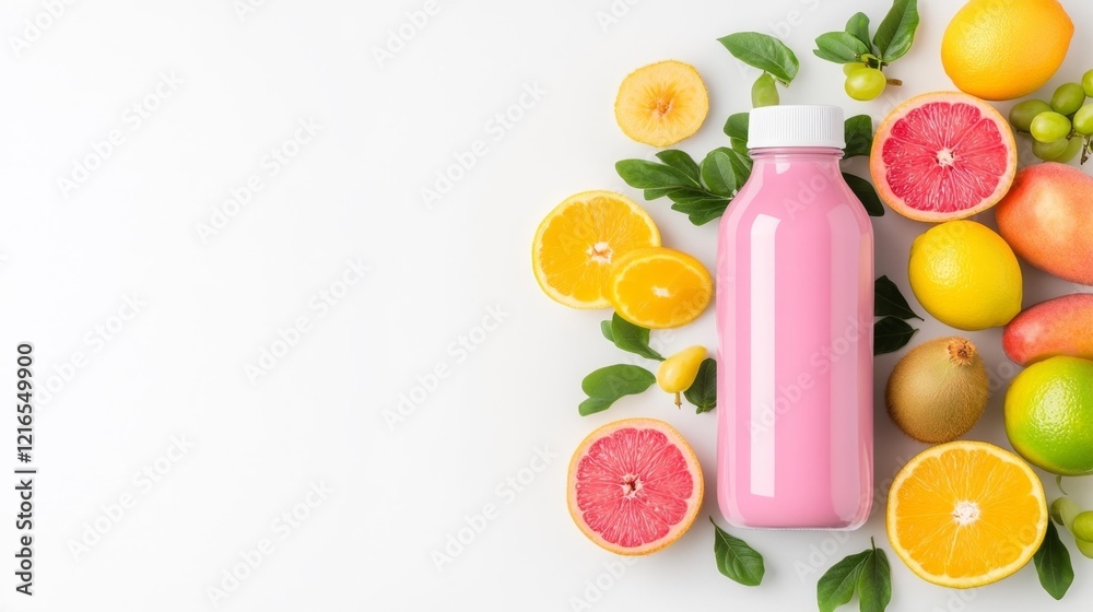 Fruit smoothie bottle mockup isolated. Generative AI Fruit smoothie bottle mockup isolated. Generative AI