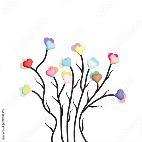 Victor's illustration of a 3D flower heart and beautiful colorful 3D flower hearts.