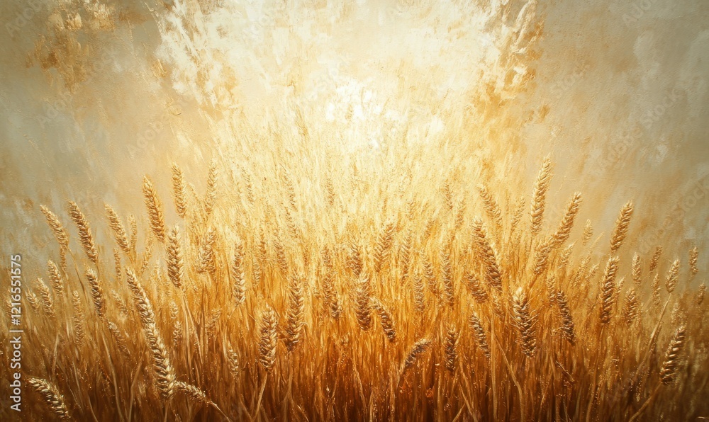 Forced perspective of golden wheat pouring in sunlight Forced perspective of golden wheat pouring in sunlight