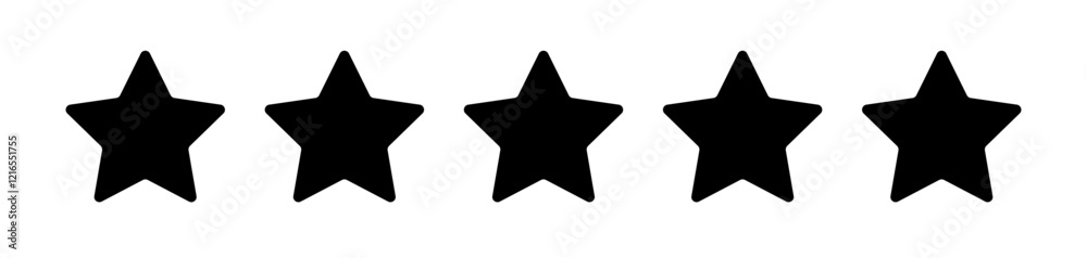 Black 5 rounded stars vector icon Black 5 rounded stars vector icon