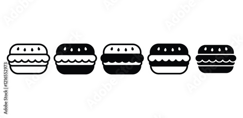burger food icon symbol sign vector design black white color simple illustration collection sets isolated