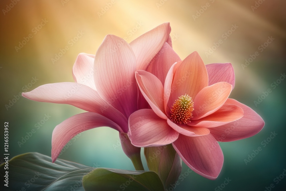 Fototapeta premium Blooming beauty reveals lifes journey through contrasting growth phases of a flower in vibrant hues