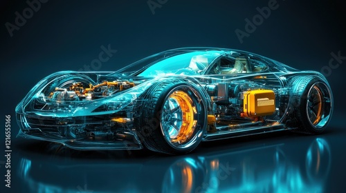 A conceptual illustration of an electric vehicle chassis featuring a modern design,