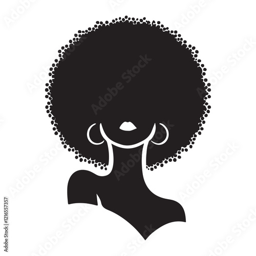 Stylish Afro Hair Silhouette of Woman with Earrings