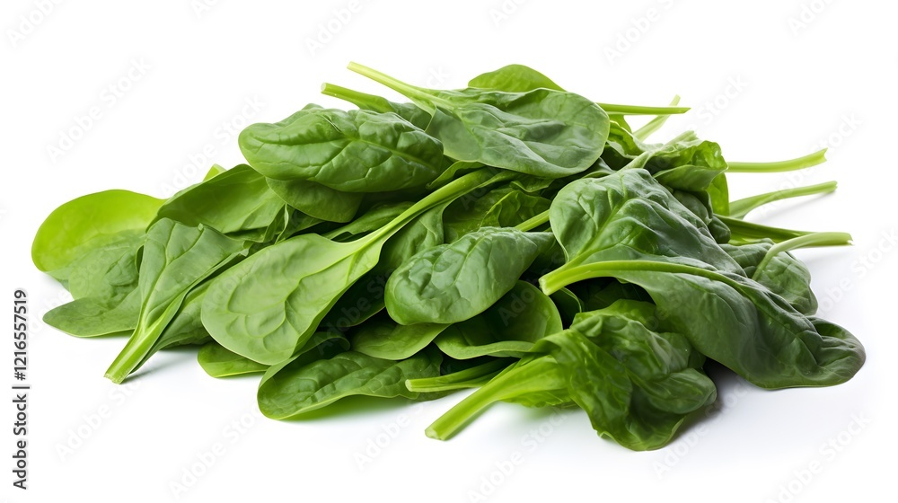 Fresh spinach leaves arranged on a white surface ready for culinary use in a healthy meal preparation Fresh spinach leaves arranged on a white surface ready for culinary use in a healthy meal preparation