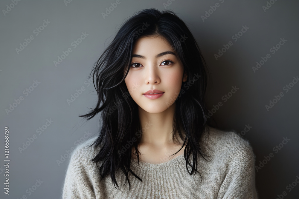 Radiant portrait of a young Asian woman with natural beauty, perfect for skincare, beauty campaigns, lifestyle content, and wellness promotions Radiant portrait of a young Asian woman with natural beauty, perfect for skincare, beauty campaigns, lifestyle content, and wellness promotions