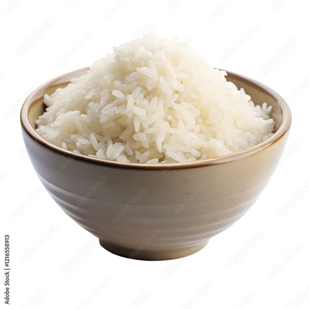 Rice in wooden bowl isolated on transparent background Rice in wooden bowl isolated on transparent background