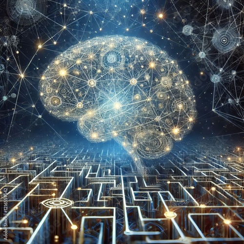 Neural Network Maze Brain like pathways forming a complex web st