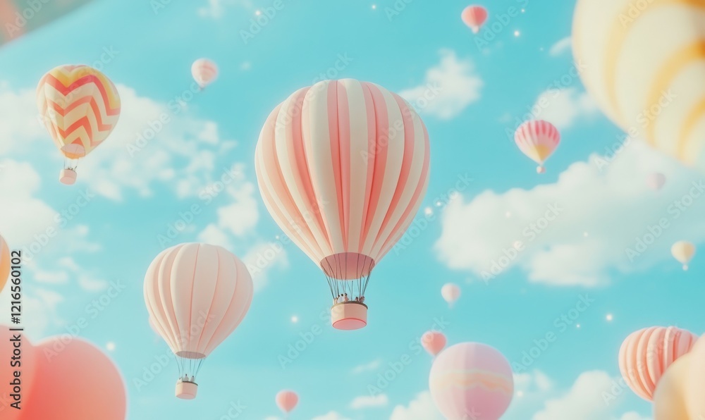 frame with hot air balloons for happy birthday, mockup, copy space. frame with hot air balloons for happy birthday, mockup, copy space.