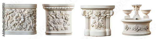 Ornate Neoclassical Architectural Decorative Molding and Column Pedestals