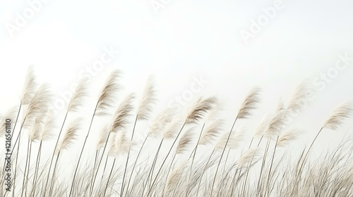 Pampas grass blowing in wind, light background, nature scene, ideal for website backgrounds