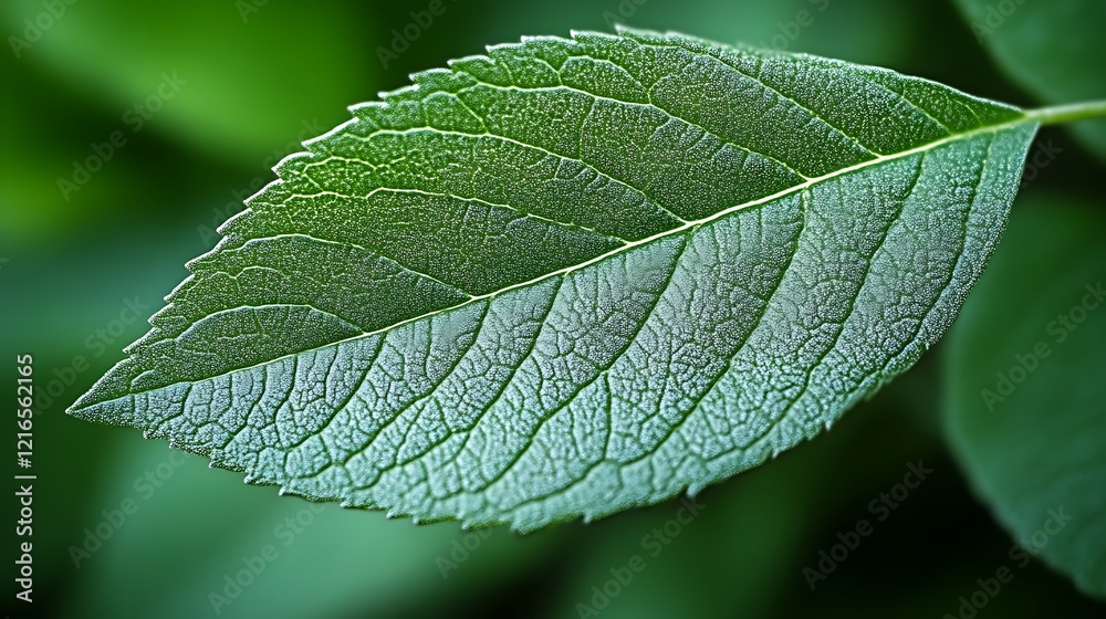 A Single Green Leaf Close Up Detailed View A Single Green Leaf Close Up Detailed View