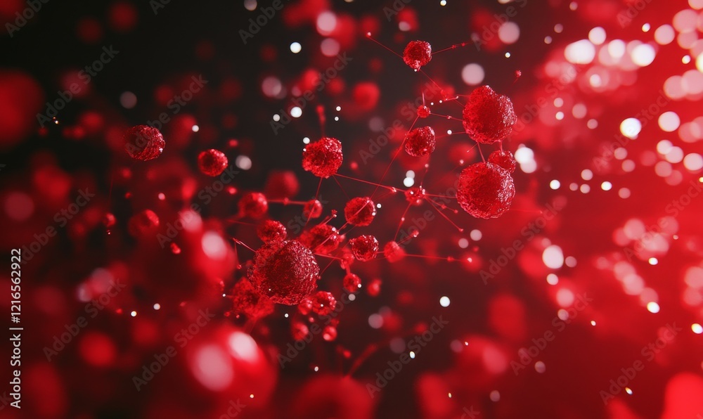Microscopic View of Coronavirus. Red virus particles Microscopic View of Coronavirus. Red virus particles
